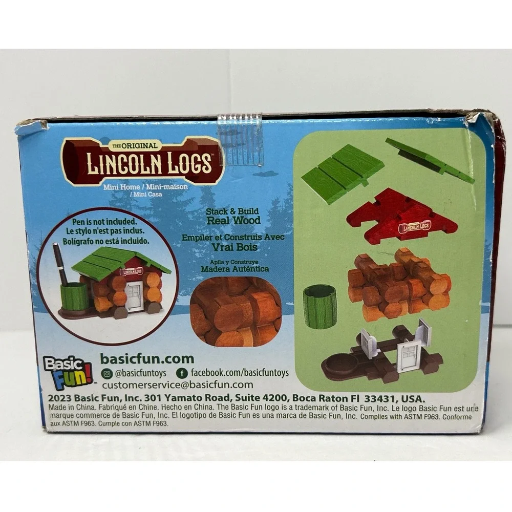 Lincoln Logs Mini Classics Mini Home Building Set 27 Pc‎ Real Wood 00779 New